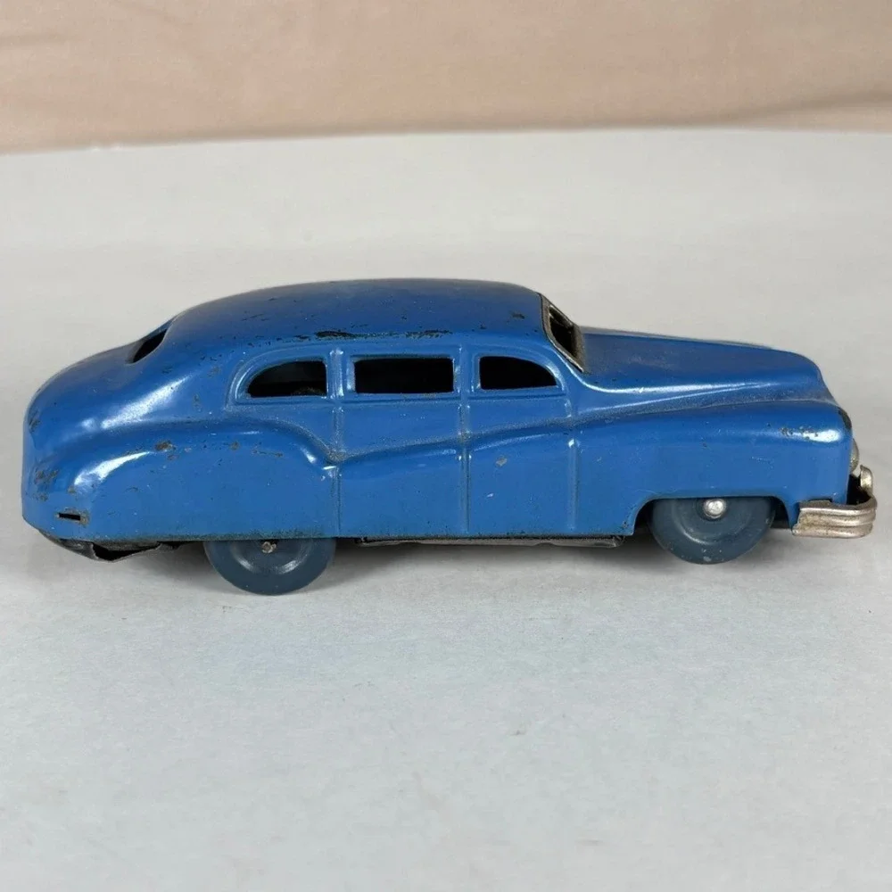 Occupied Japan 1940s Blue Wind Up‎ Toy Car Sedan 5.5 Inch Vintage MCM Toy